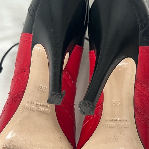 Miu Miu 2011 Multicolor Patent And Leather Cut Out Ankle Wrap Booties - Picture 10 of 11